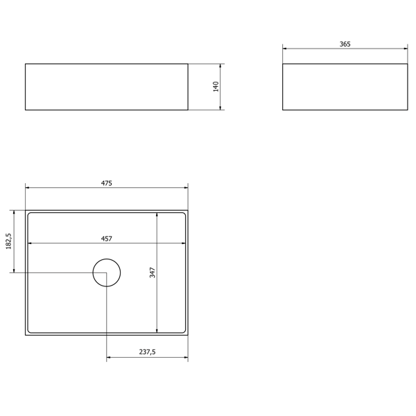 Formigo FG112 betonové umývadlo 47,5x14x36,5 cm, striebro
