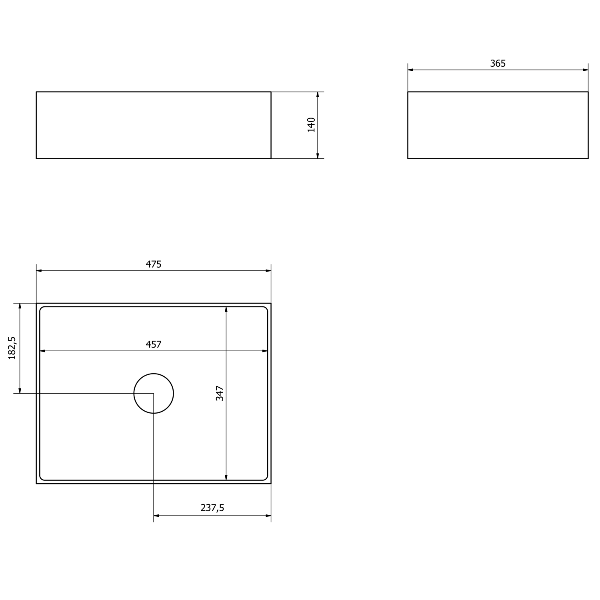 Formigo FG119 umývadlo na dosku, 47,5x36,5cm, strieborné