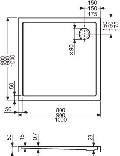 Roltechnik sprchová vanička FLAT KVADRO 900