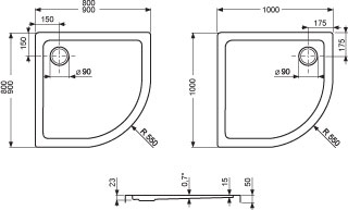 Roltechnik sprchová vanička FLAT ROUND 900