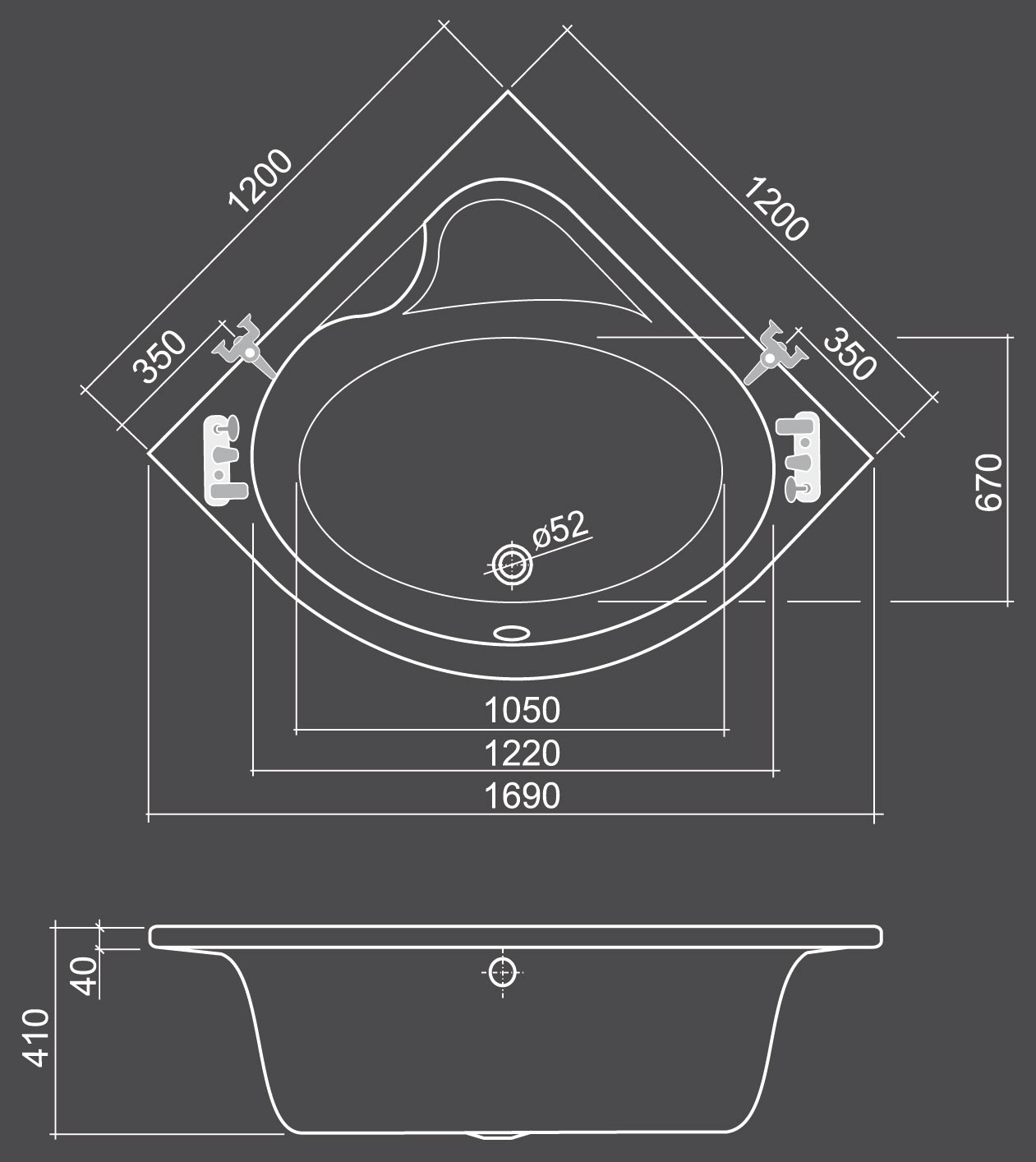 Roltechnik vaňa Flora Neo 120x120