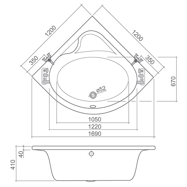 Roltechnik vaňa Flora Neo 120x120