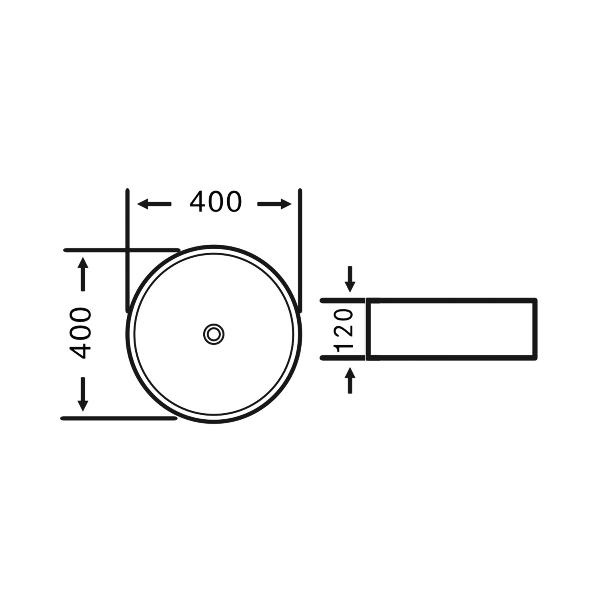 Fiastra FT801 keramické umývadlo na dosku, priemer 40cm, biele