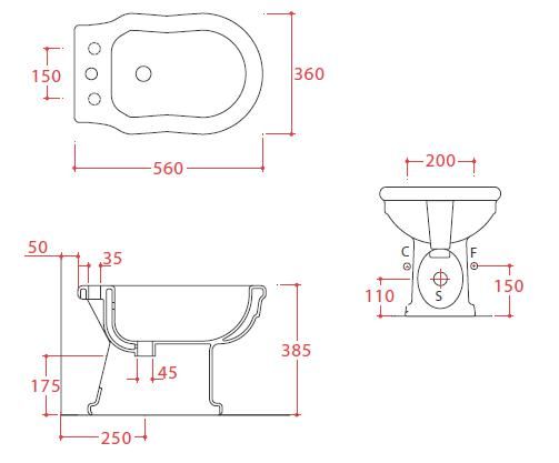 Artceram Hermitage bidet stojaci HEB002
