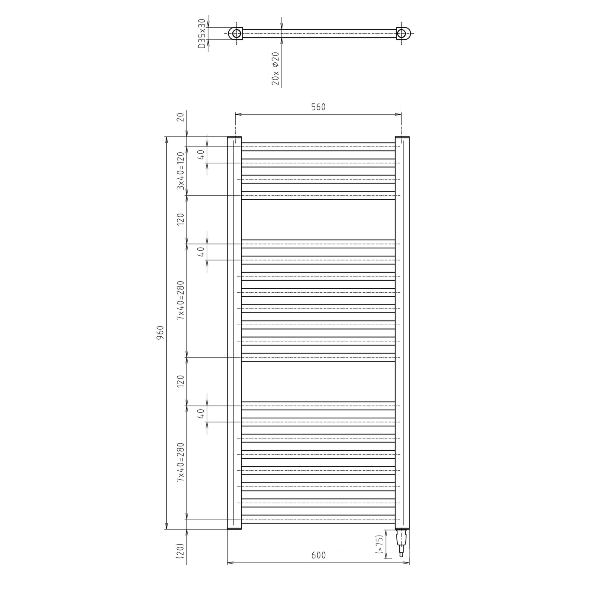 Direct-E ILE96TB elektrické vykurovacie teleso, 600x960 mm, 400 W, čierne