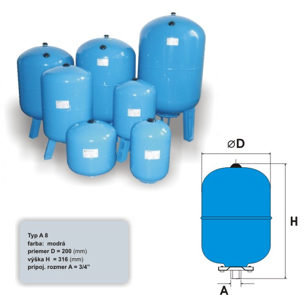 Imera A8 tlaková nádoba vertikálna do 8 bar