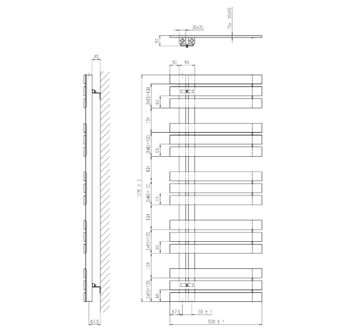 Silvana IR153 vykurovacie teleso 500x1236mm, metalické strieborné