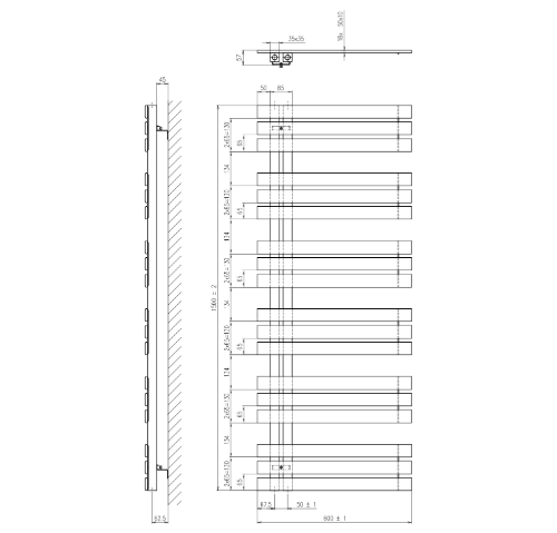 Silvana IR155 vykurovacie teleso 600x1500mm, metalické strieborné