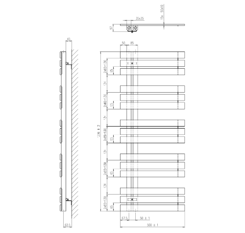 Silvana IR161 vykurovacie teleso 500x1236mm, biele