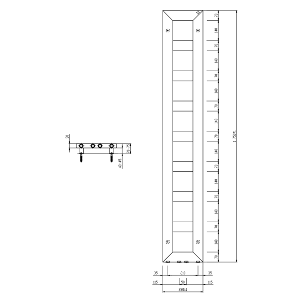 Block IR184 vykurovacie teleso 280x1750 mm, biele matné