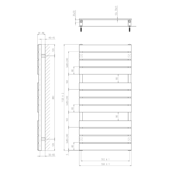 Santina IR217 vykurovacie teleso 1120x550mm, moca metalíza