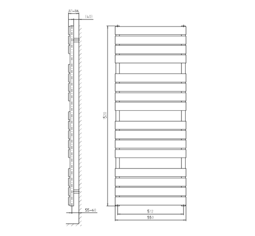 Santina IR226 vykurovacie teleso 550x1520mm, 800W, metalická antracit