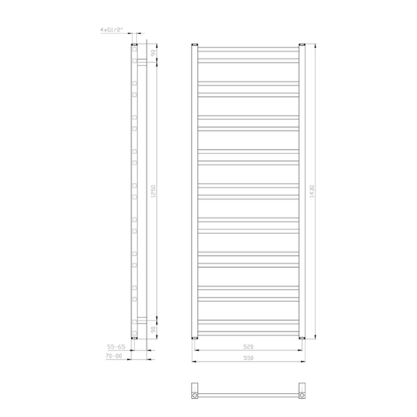 Metro Dos IR430T vykurovacie teleso 550x1430 mm, biele