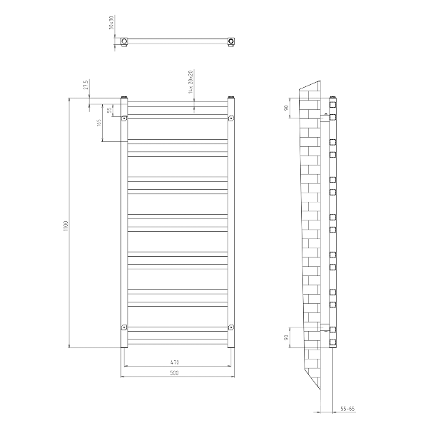 Metro Dos IR432R vykurovacie teleso 500x1100mm, chróm