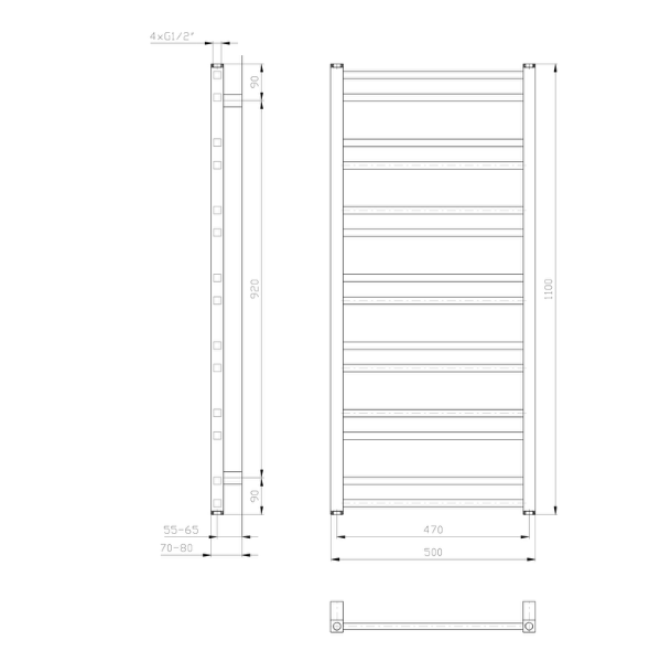 Metro Dos IR432T vykurovacie teleso 500x1100 mm, biela