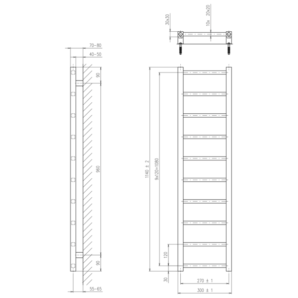 Metro Light IR440 vykurovacie teleso 300x1140mm, biele