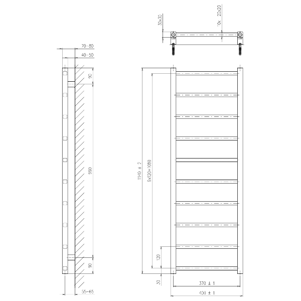 Metro Light IR445T vykurovacie teleso 400x1140 mm, biele