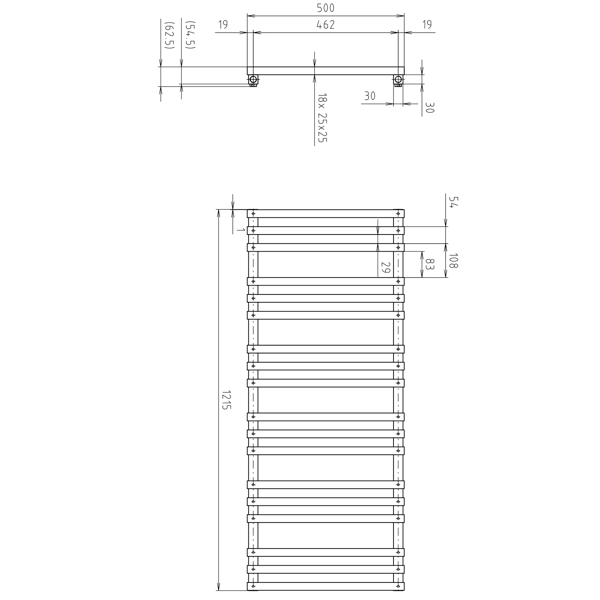 Fantina IR511 vykurovacie teleso 500x1215mm, čierne matné