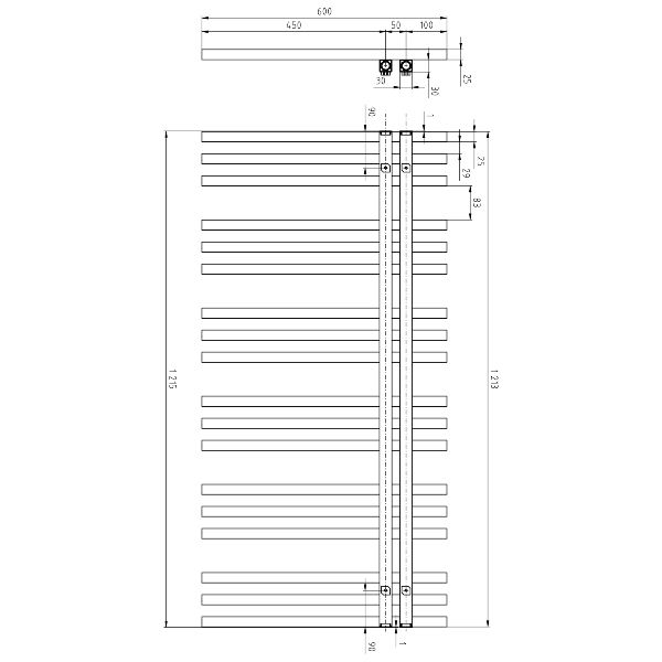 Sophina IR701W vykurovacie teleso 600x1215mm, biele matné