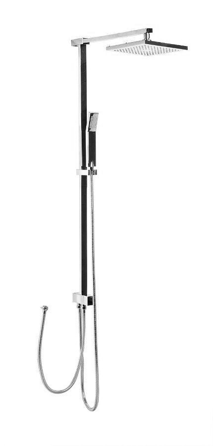 Sapho 1202-16 sprchový stĺp k napojeniu na batériu, pevná a ručná sprcha, hranatý, chróm