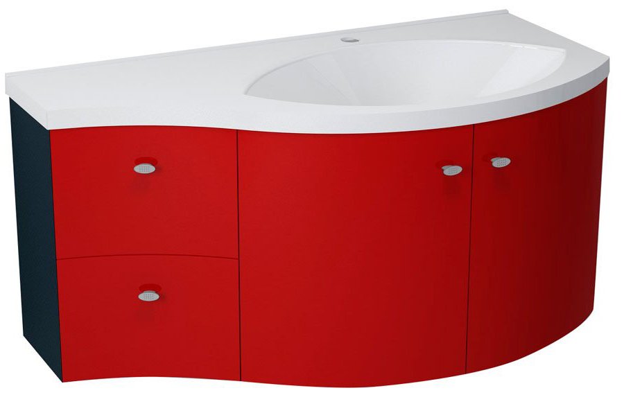Aila 55637 umývadlová skrinka 110x39 cm, červená/čierna, zásuvky vľavo
