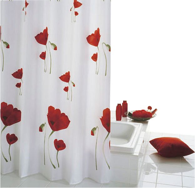 Mohn 47800 sprchový záves, 180x200cm, textil, červenobiely