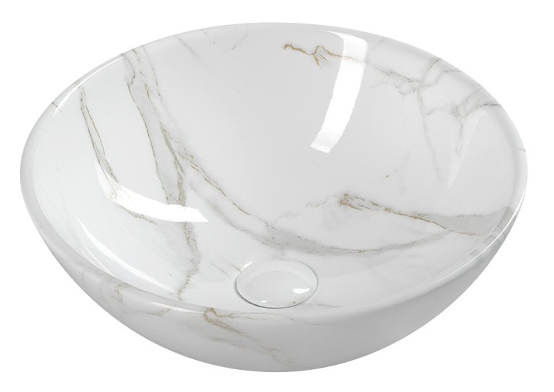 Dalma MM117 keramické umývadlo 42x42x16,5 cm, biely mramor