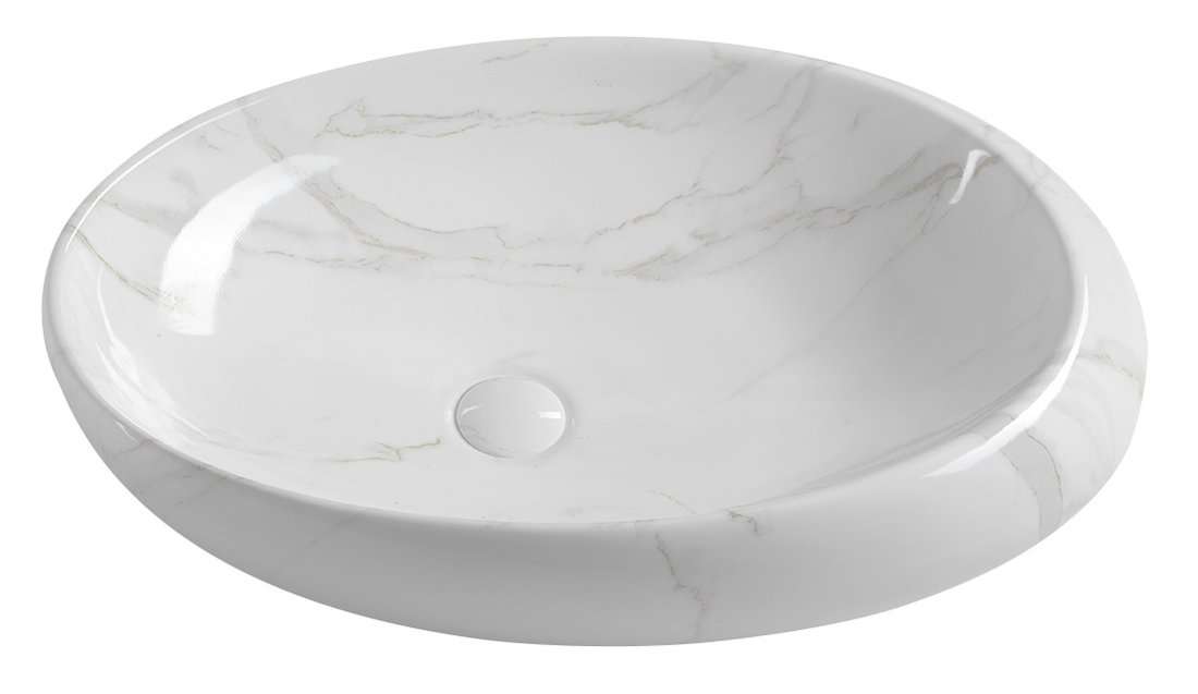 Dalma MM317 keramické umývadlo 68x44x16,5 cm, biely mramor