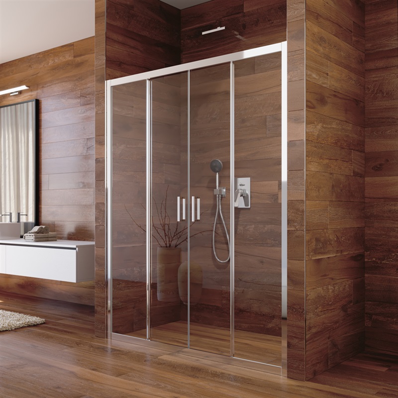Mereo Lima CK80453K sprchové dvere, štvordielne, zasúvacie,  150 cm, chróm ALU, sklo Číre