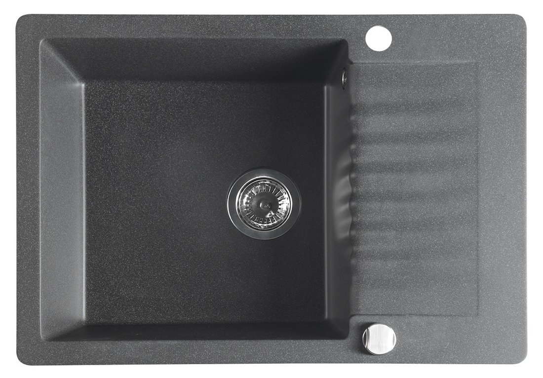Sapho GR6534 drez granitový zabudovateľný s odkvapkávacou plochou, 71x50 cm, čierny