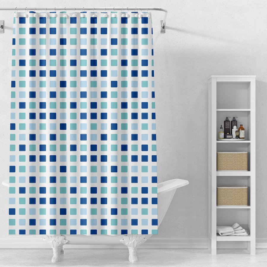 Aqualine ZV036 sprchový záves 180x180cm, vinyl, biely / modrý