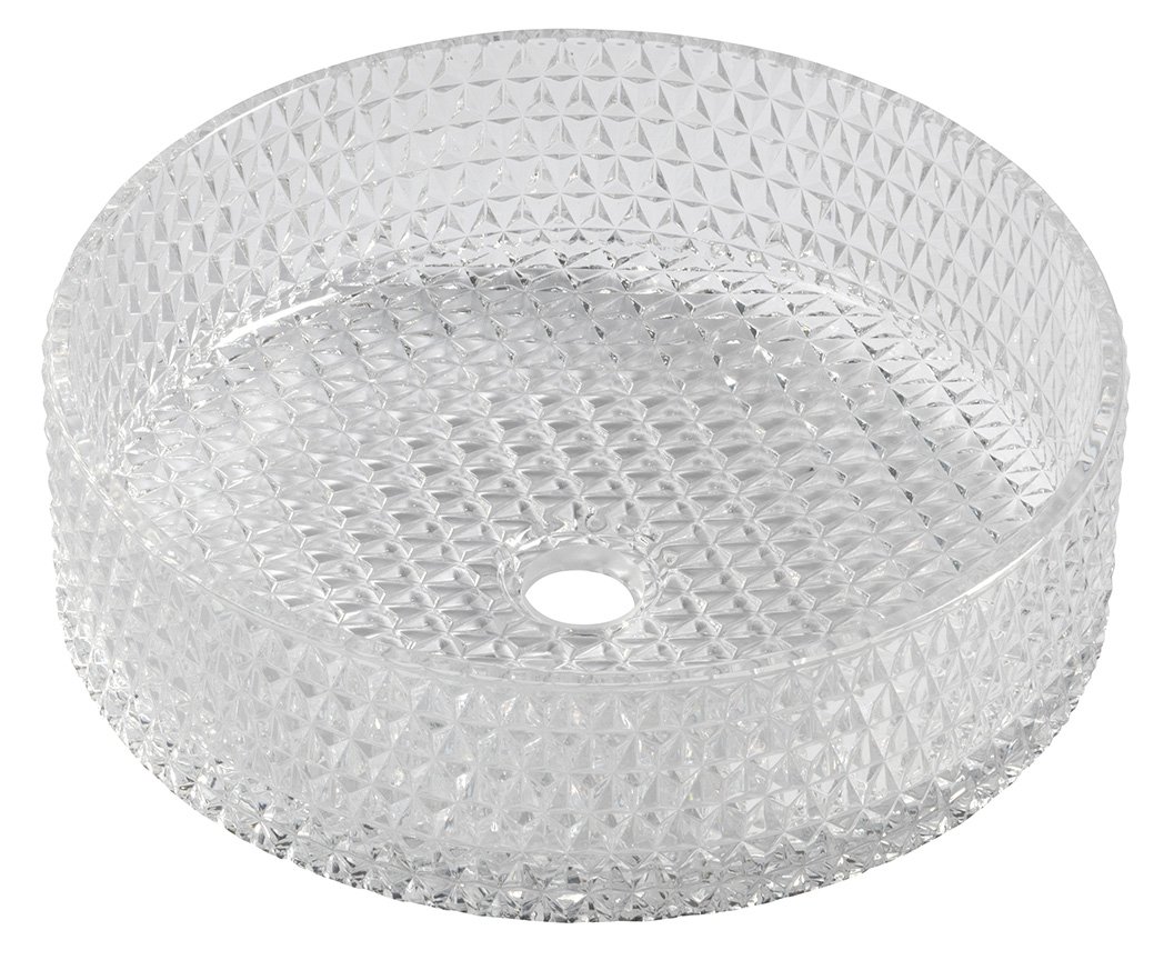 Maragua TY214CL gravírované sklenené umývadlo na dosku 39,5 cm, číre sklo