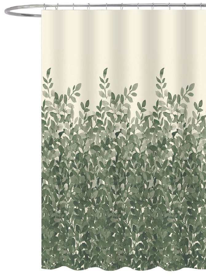 Aqualine ZP012 sprchový záves 180x200cm, polyester, zelené listy