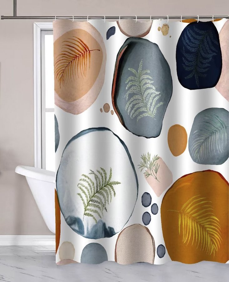 Aqualine ZP014 sprchový záves 180x180cm, polyester, bubliny/paprade