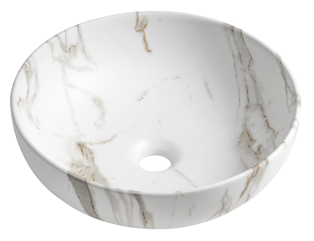Rondane AR435BC keramické umývadlo na dosku priemer 41cm, bianco carrara