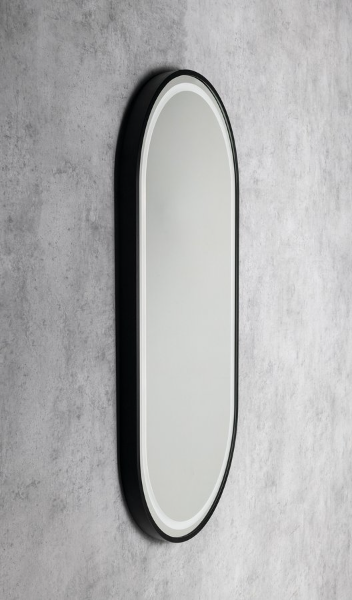 Kaira KA450 zrkadlo oválne s LED osvetlením 45x90 cm, čierne matné