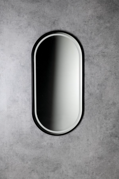 Kaira KA450 zrkadlo oválne s LED osvetlením 45x90 cm, čierne matné