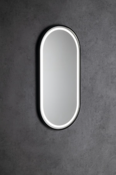 Kaira KA450 zrkadlo oválne s LED osvetlením 45x90 cm, čierne matné