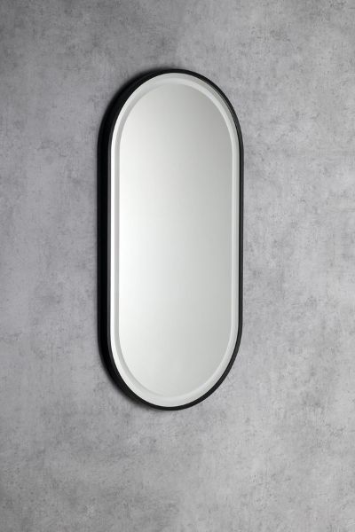Kaira KA450 zrkadlo oválne s LED osvetlením 45x90 cm, čierne matné