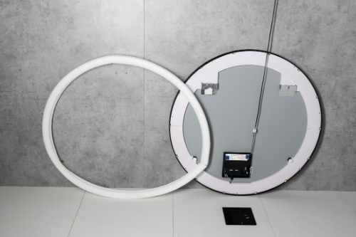 Kadris KD080 guľaté zrkadlo s LED osvetlením, 80cm, čierne matné