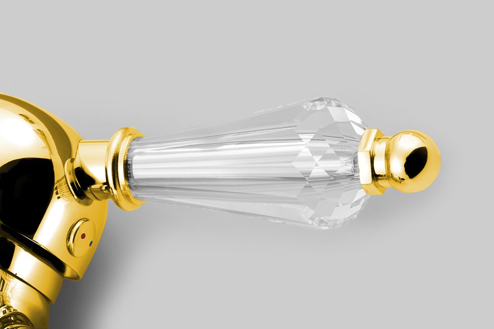 Kirké Crystal KI03KZ stojanková bidetová batéria s výpusťou, krištáľová páčka, zlato