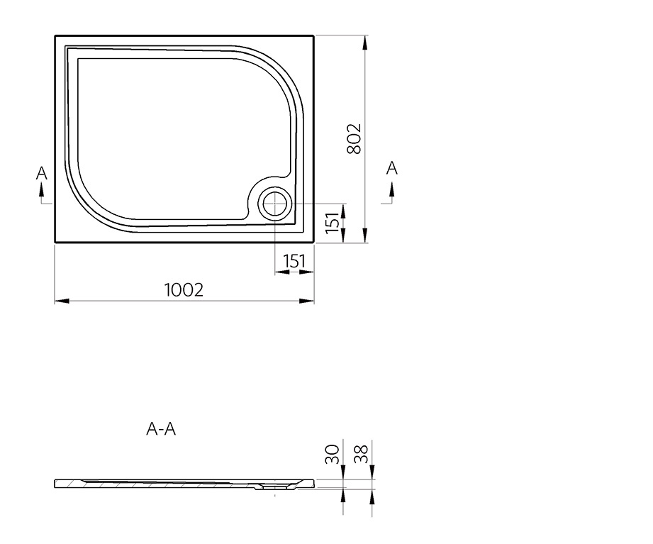 Vima 121 sprchová vanička 1000 x 800 obdĺžniková