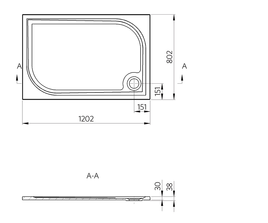 Vima 128 sprchová vanička 1200 x 800 obdĺžniková