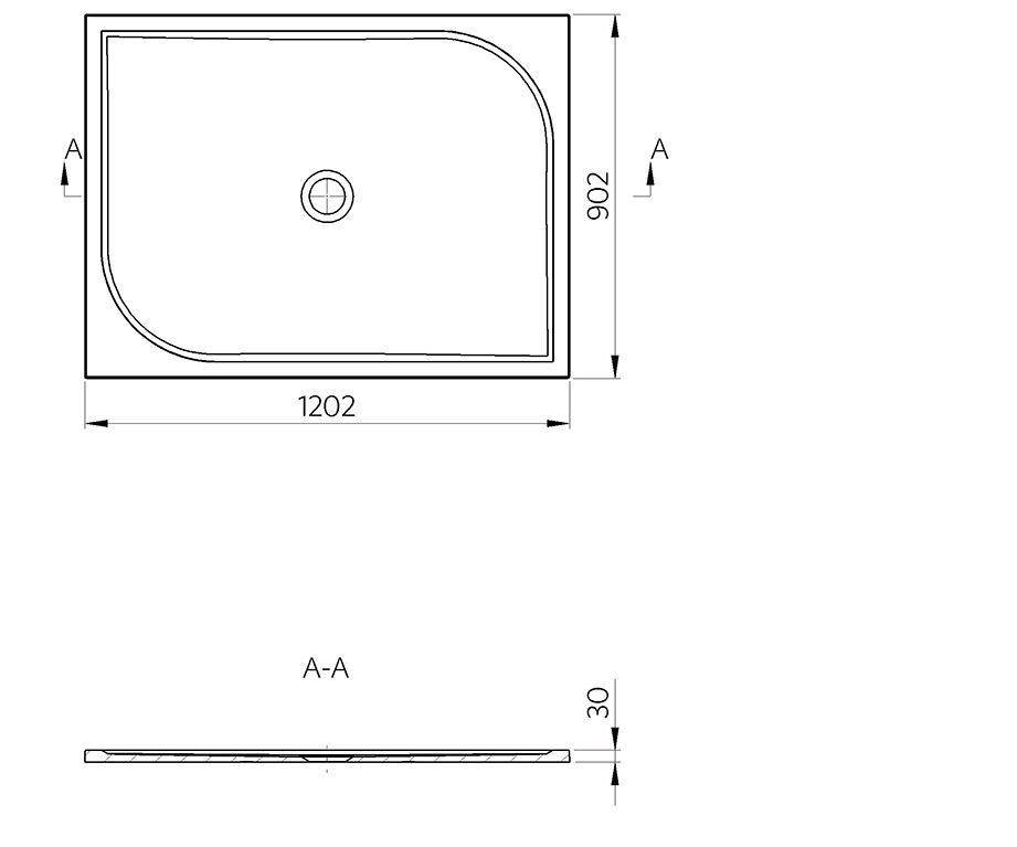 Vima 129 sprchová vanička 1200 x 900 obdĺžniková