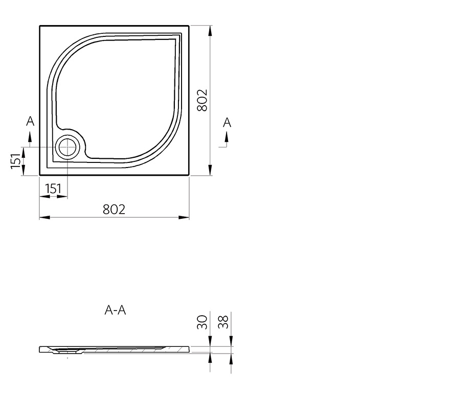 Vima 114 sprchová vanička 800 x 800 štvorcová