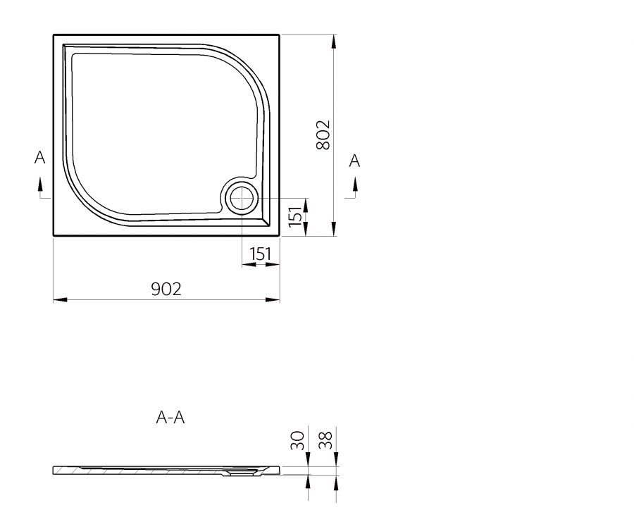 Vima 116 sprchová vanička 800 x 900 obdĺžniková