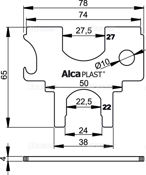 Alcaplast S036K kľúč k vaničkovým sifónom a napúšťacím ventilom