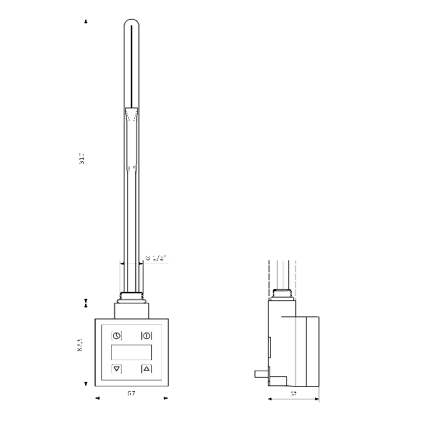 Ktx KTX-B-300 vykurovacia tyč s termostatom, 300W, čierna matná