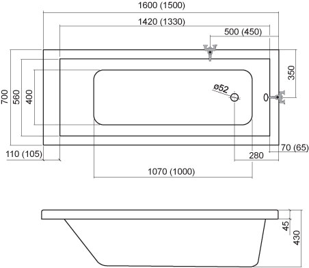 Roltechnik vaňa Kubic 150x70