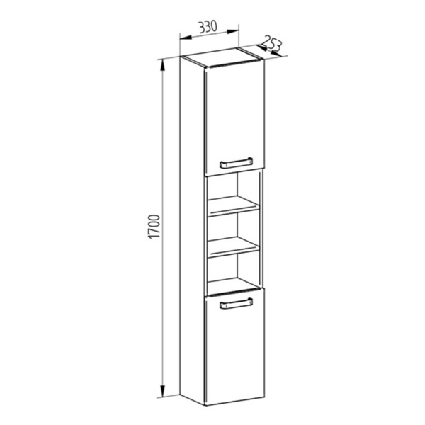 Mereo Leny CN814 vysoká kúpeľňová skrinka, 330x1700x250 mm